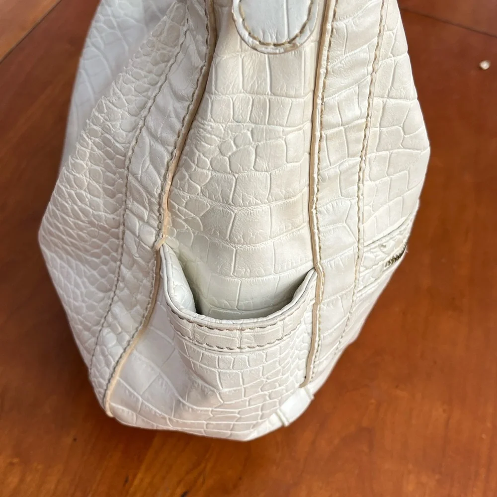 Marc Fisher Vintage Crocodile-Embossed Large Shoulder Boho Bag w/Gold Hardware